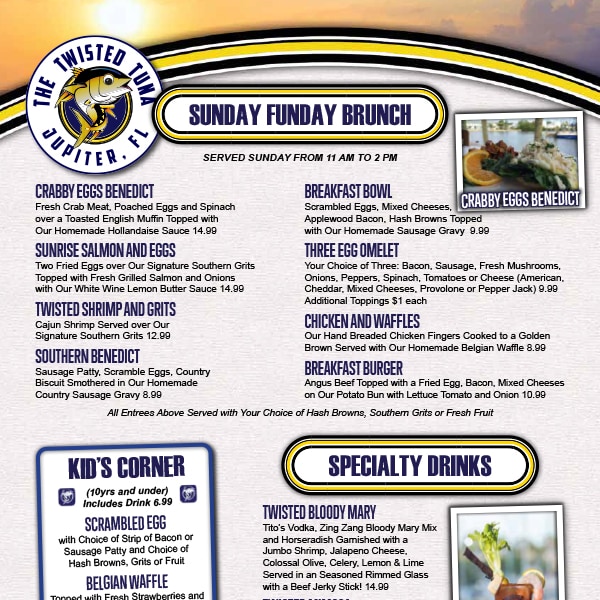 The Twisted Tuna Brunch Menu